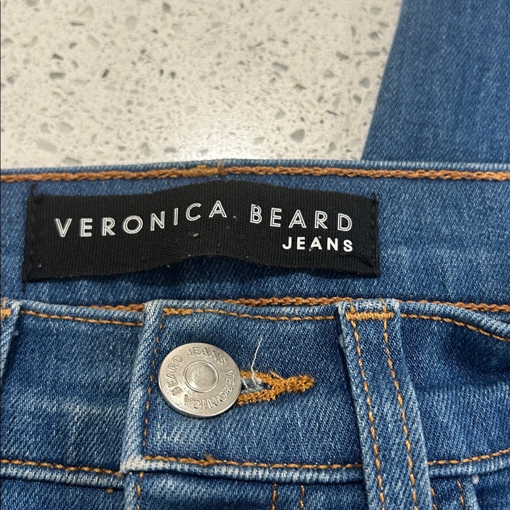 Veronica Beard Carolyn 10" Baby Boot Tuxedo Stripe Raw Hem Button Fly Jeans - 27 - Picture 7 of 10